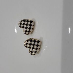 Heart-shaped Plaid Earrings Stylish Simple and Versatile Style Earrings